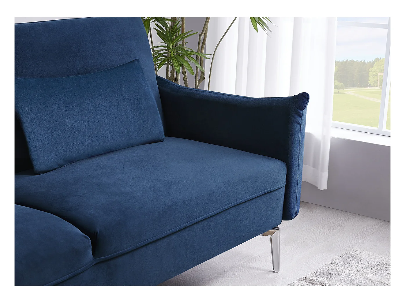 Canapé design convertible 3 places en velours bleu BETTY