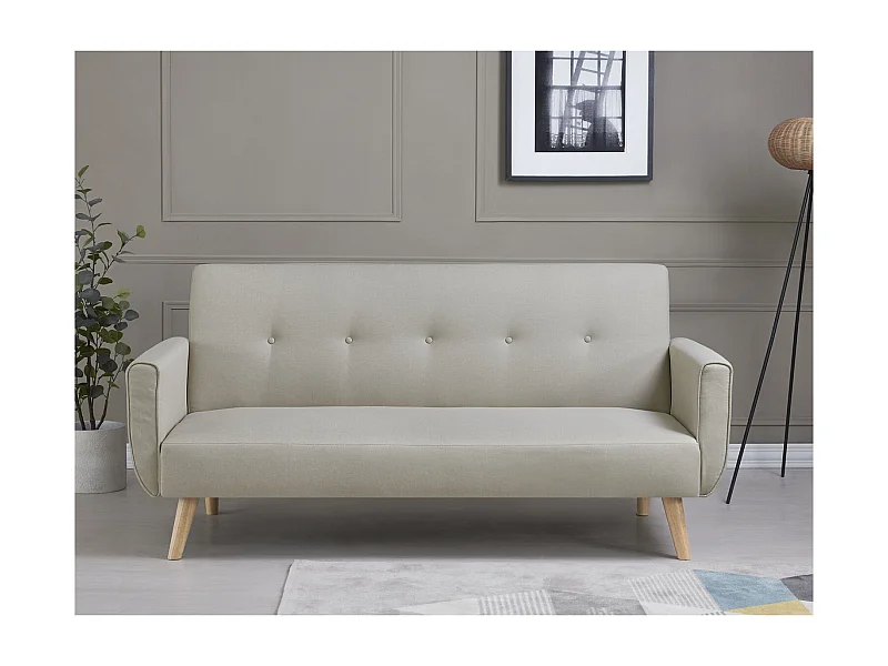 Canapé scandinave convertible 3 places en tissu beige BERLIN