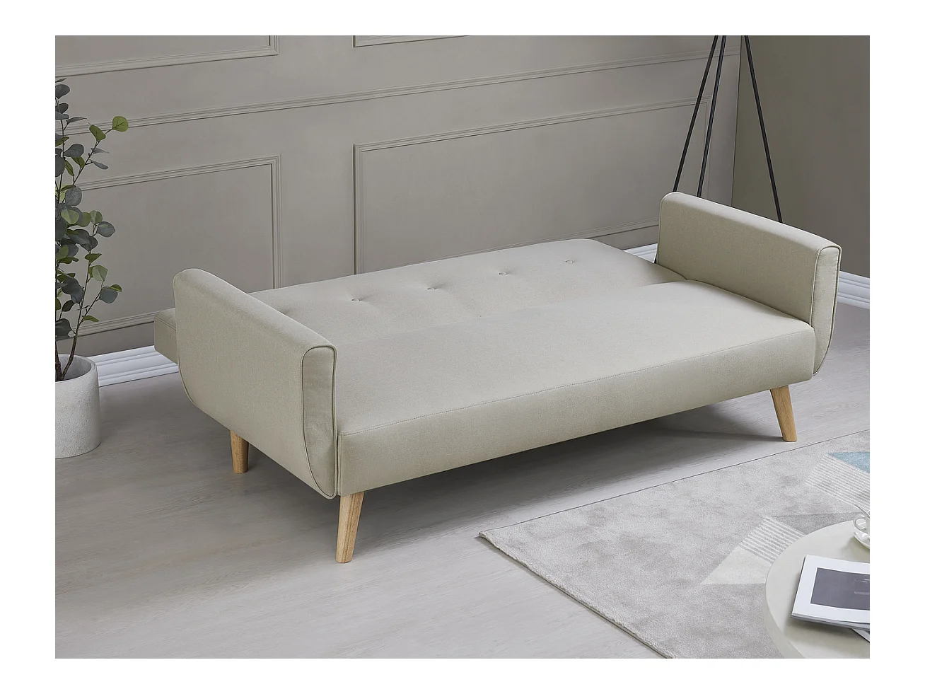 Divano convertibile scandinavo 3 posti in tessuto beige BERLIN