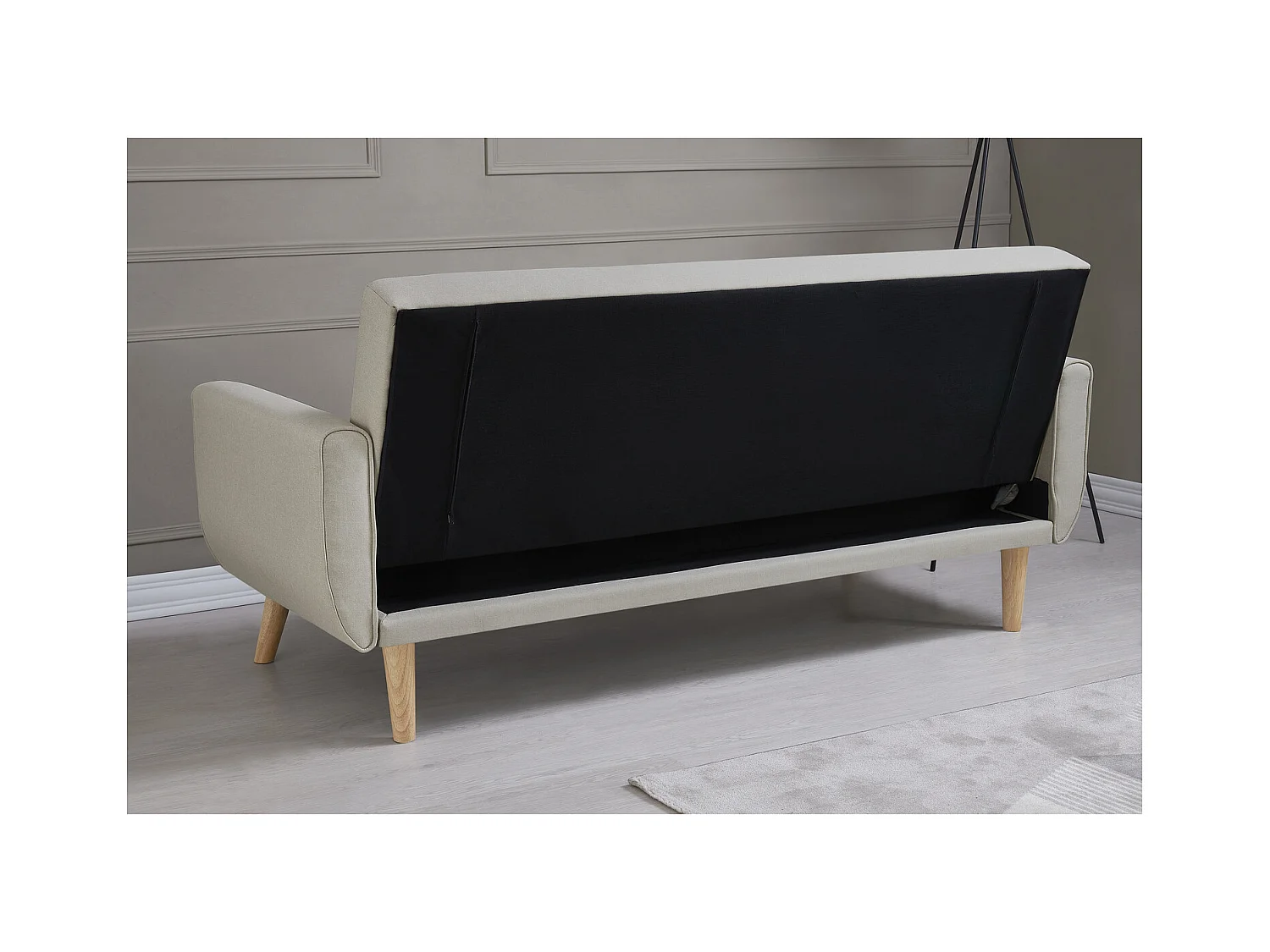 Divano convertibile scandinavo 3 posti in tessuto beige BERLIN