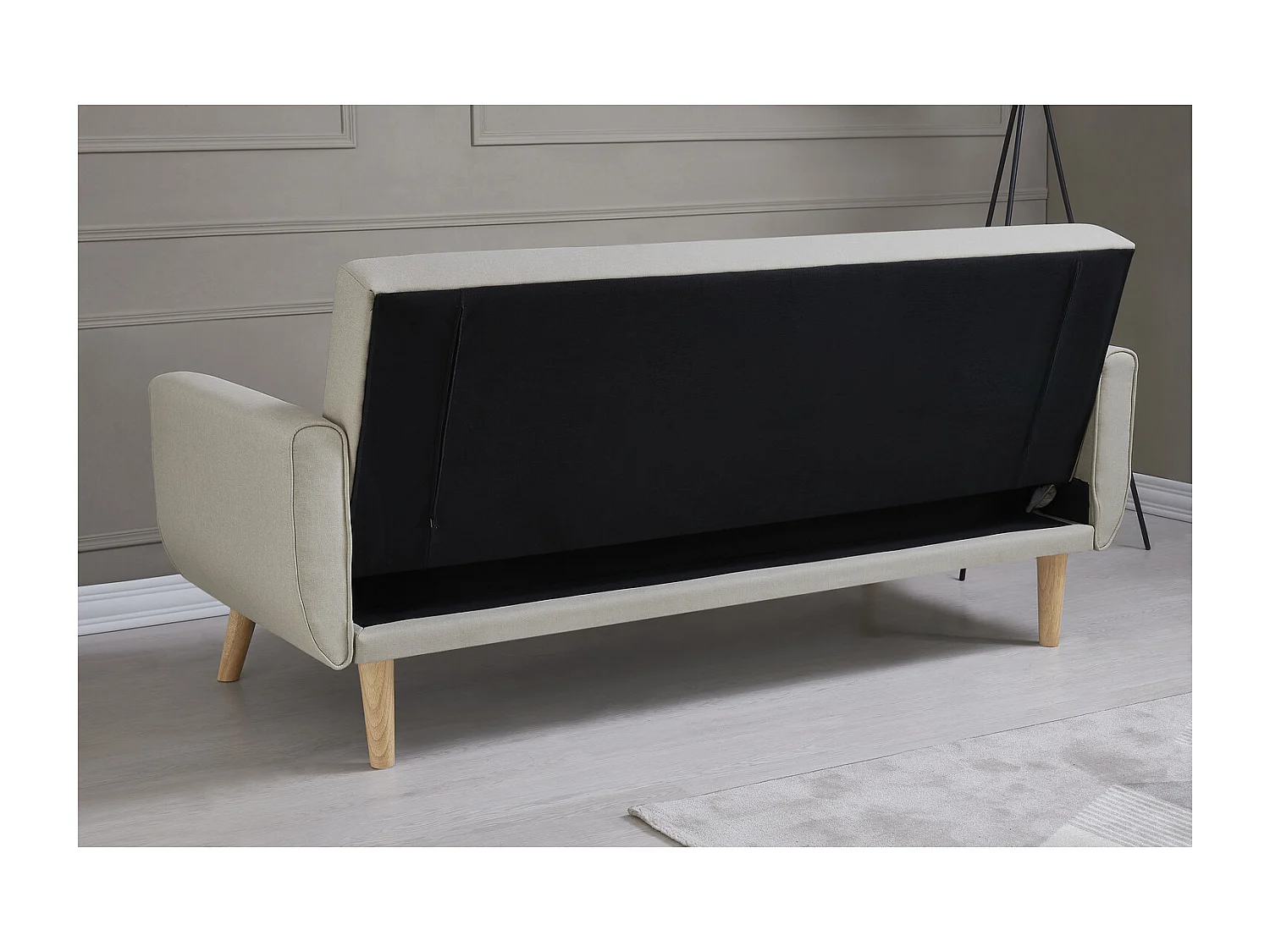 Canapé scandinave convertible 3 places en tissu beige BERLIN