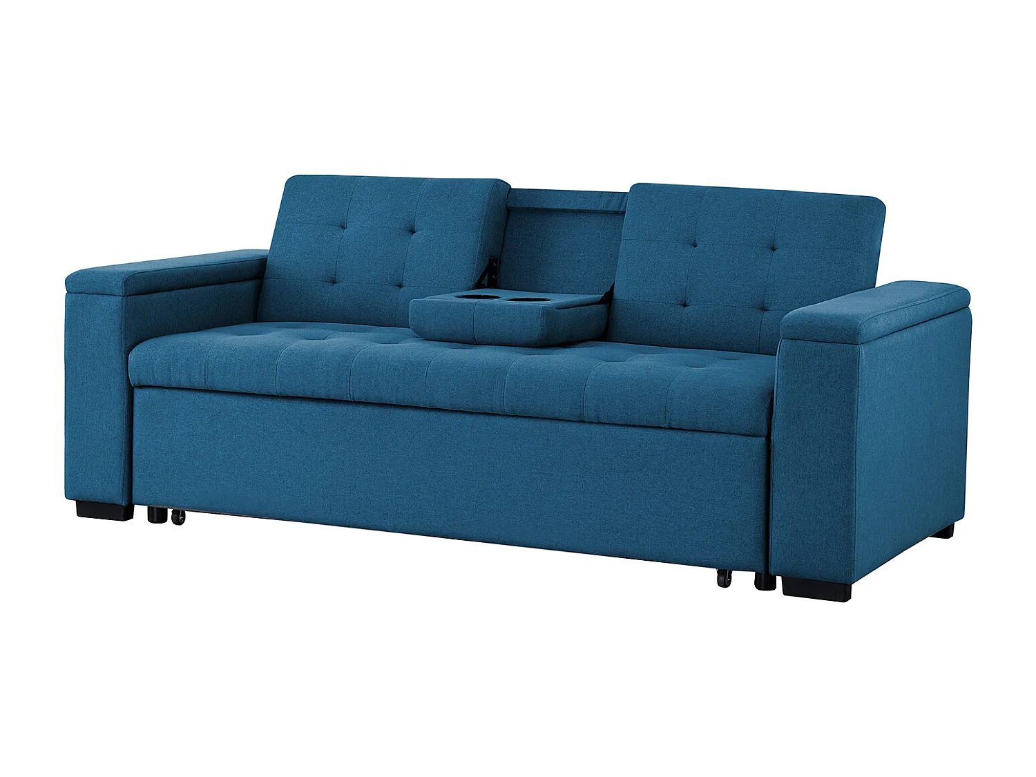 Canapé convertible 3 places en tissu bleu pétrole NOHO