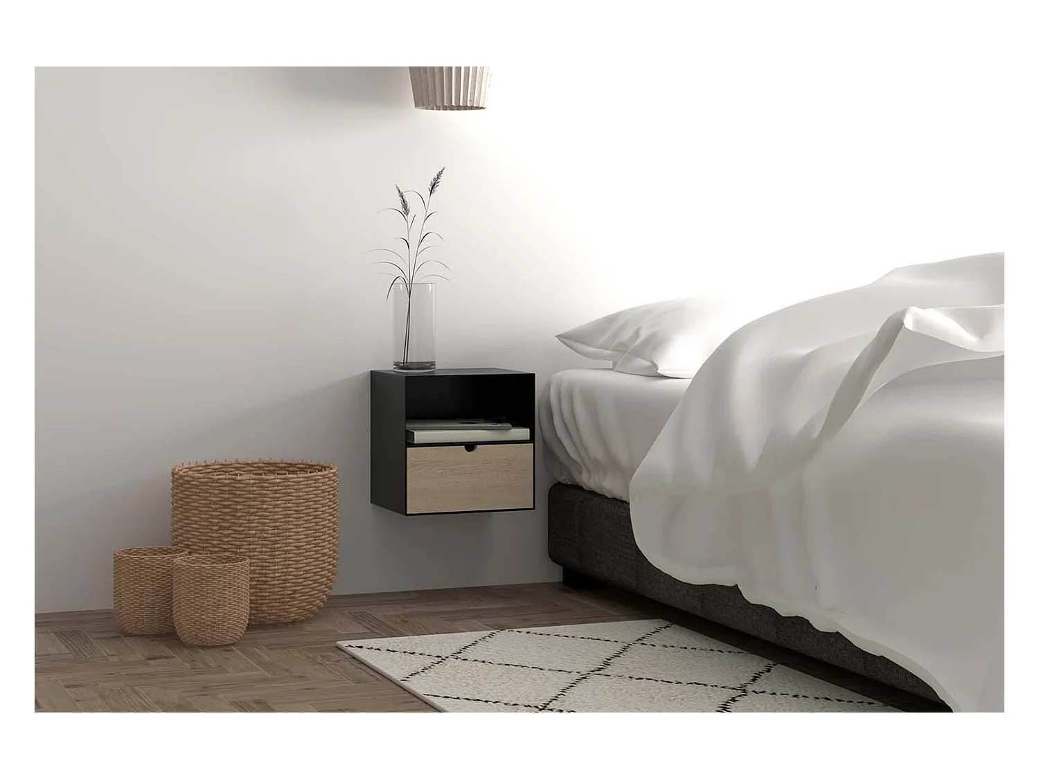 Lot de 2 tables de chevet suspendues noires ALOFT