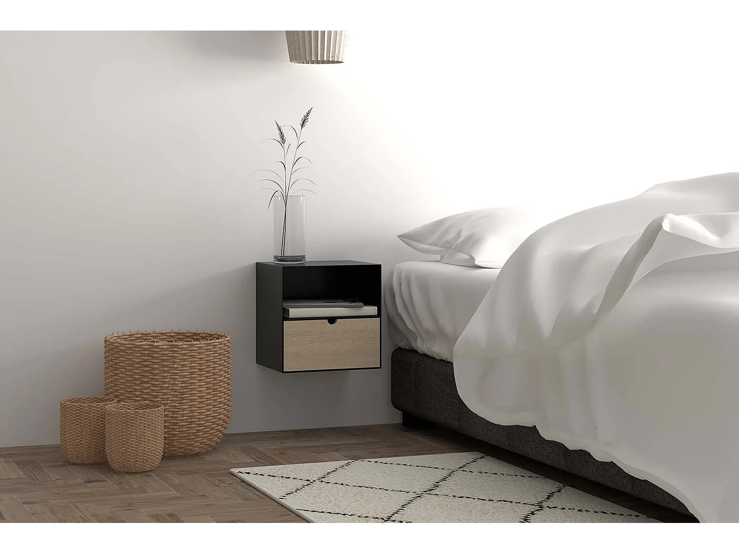 Lot de 2 tables de chevet suspendues noires ALOFT