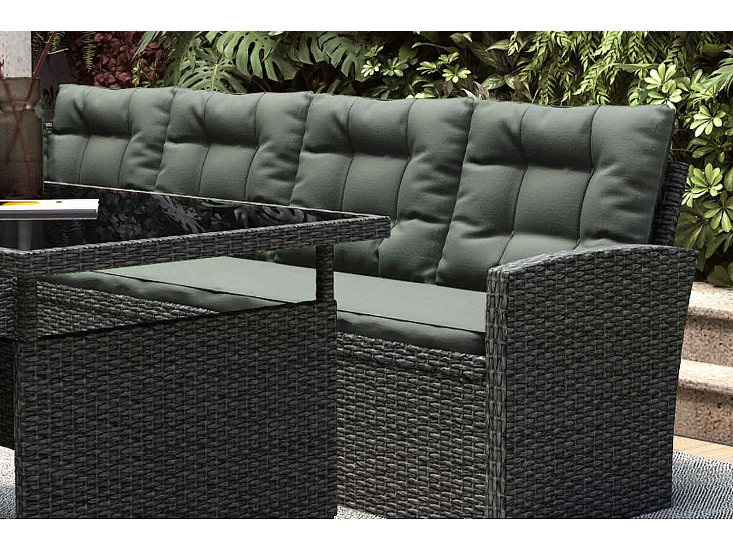 Loungeset voor 8 personen van grijze gevlochten hars MOOREA