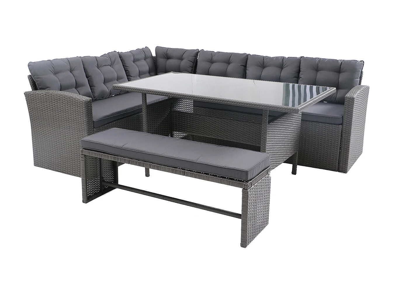 Salotto da giardino 8 posti resina intrecciata grigio scuro MOOREA