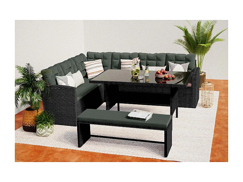 Loungeset voor 8 personen van grijze gevlochten hars MOOREA