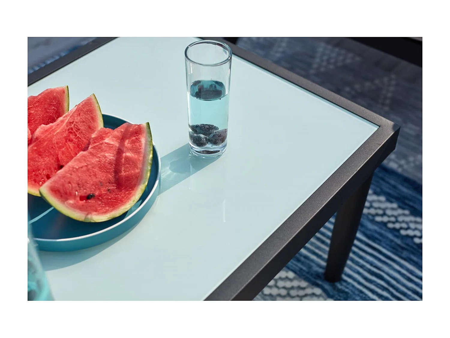 Salon jardin alu et corde écru-noir ANAHMA