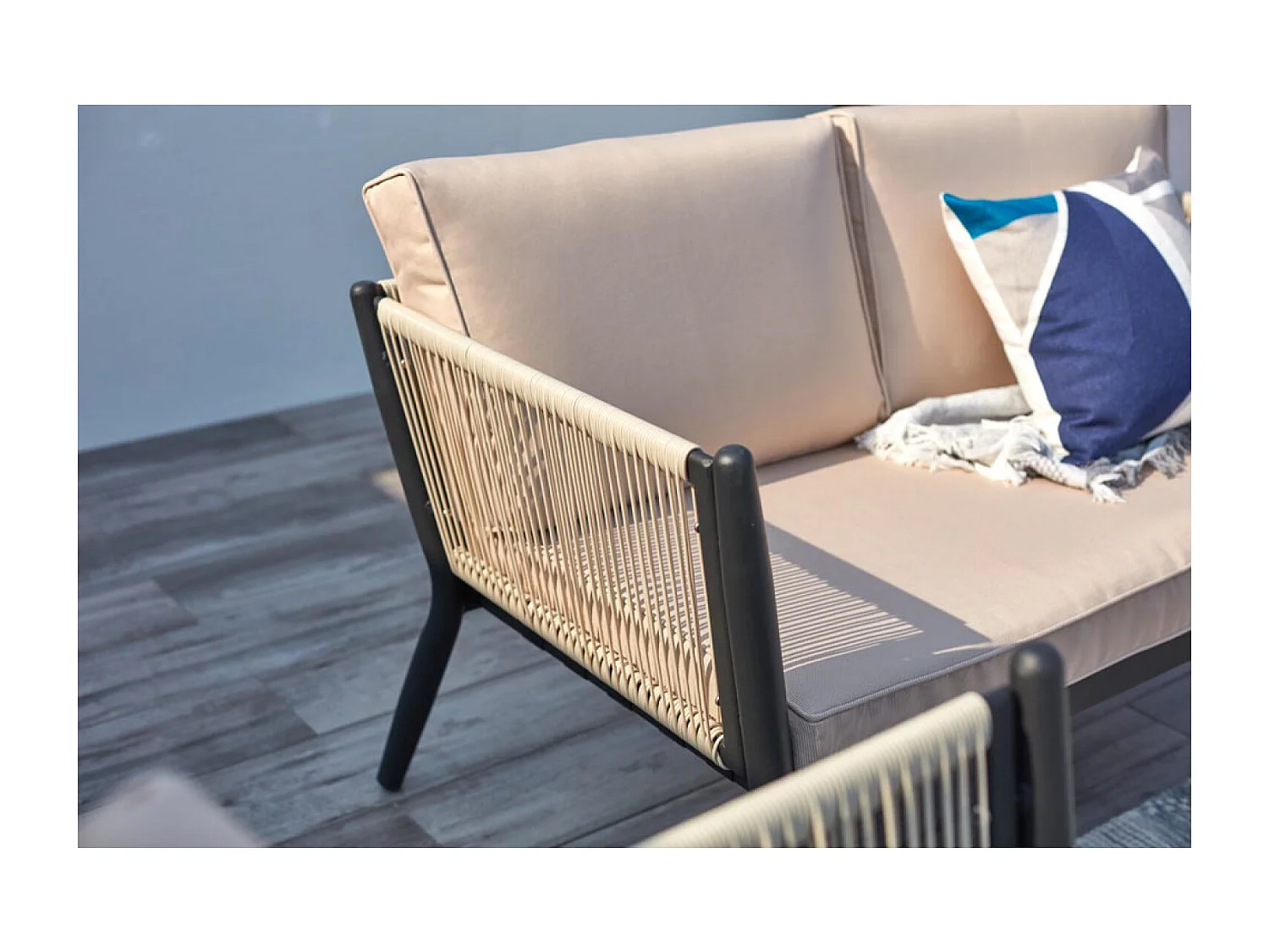 Salon jardin alu et corde écru-noir ANAHMA