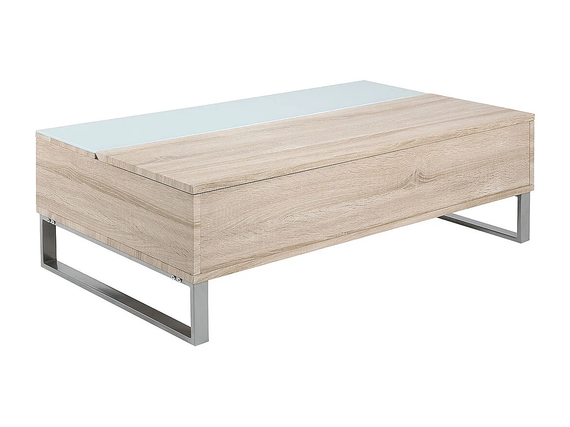 Table basse blanche plateau relevable bois ELA
