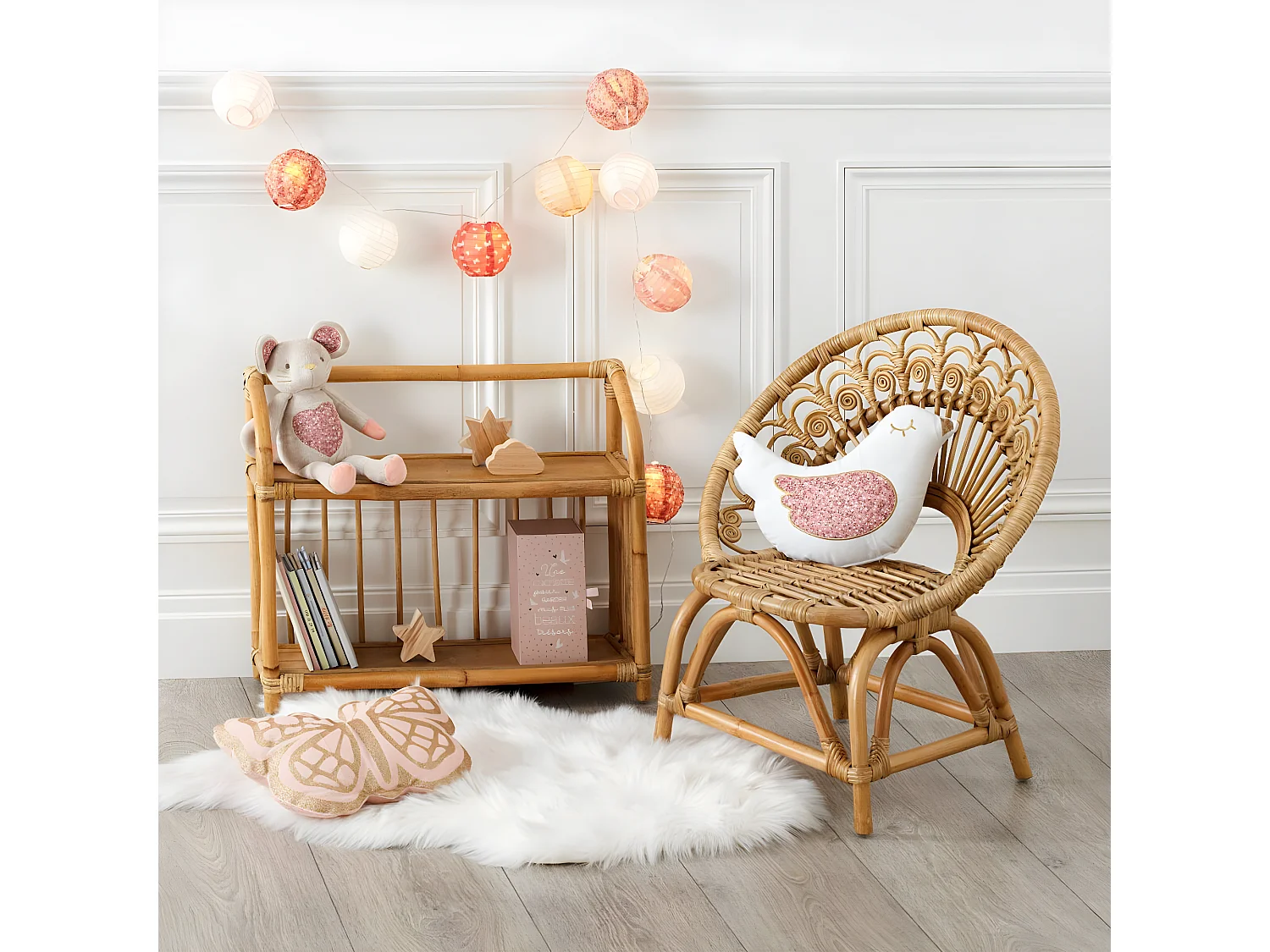 Meuble Bibliothèque Enfant en Rotin