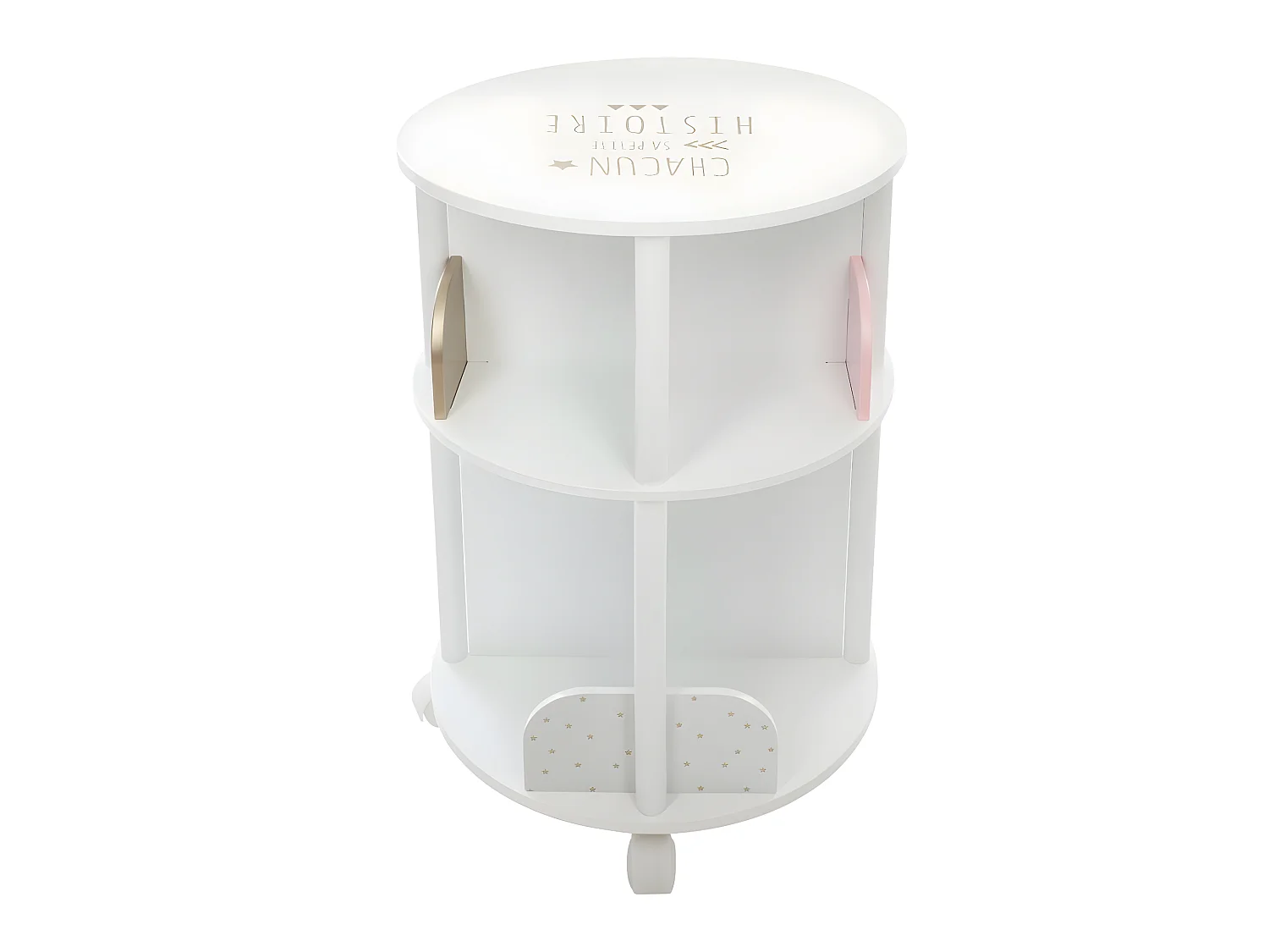 Bibliothèque Enfant ronde blanche & rose 8 compartiments