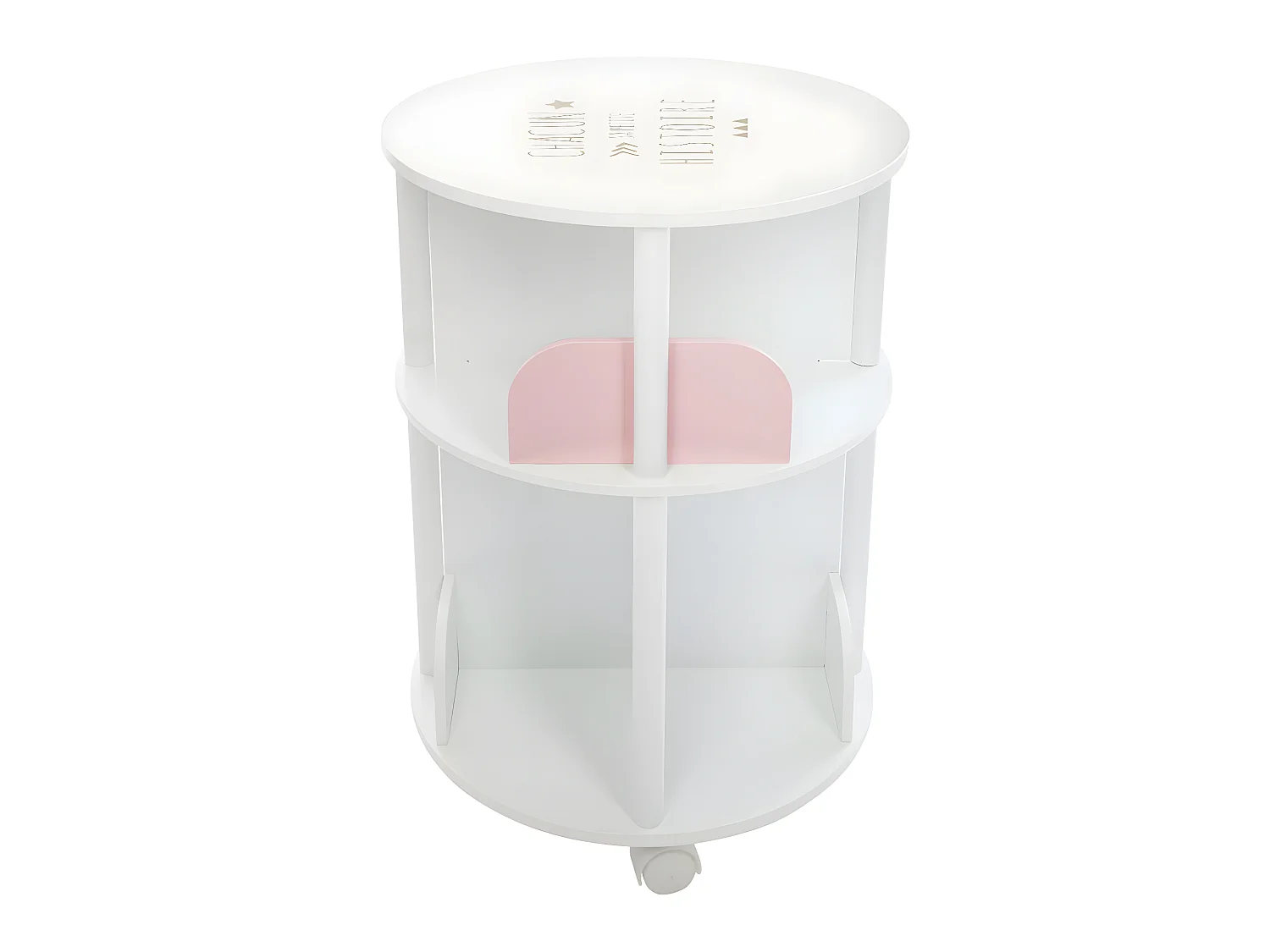 Bibliothèque Enfant ronde blanche & rose 8 compartiments