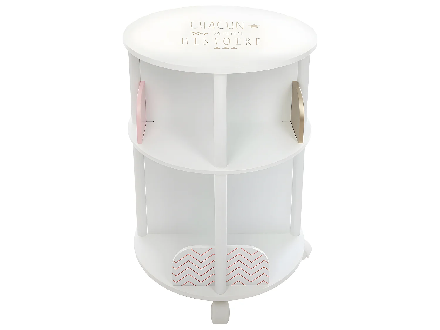 Bibliothèque Enfant ronde blanche & rose 8 compartiments