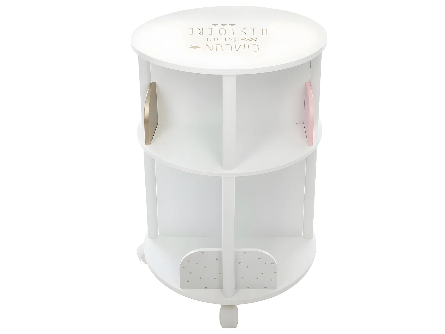 Bibliothèque Enfant ronde blanche & rose 8 compartiments