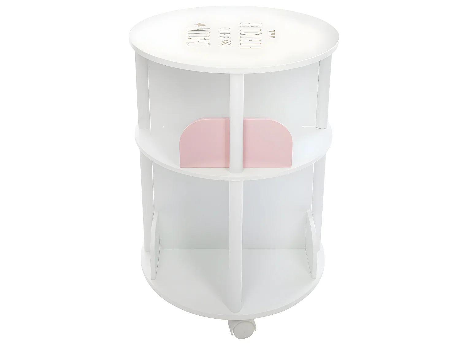 Bibliothèque Enfant ronde blanche & rose 8 compartiments