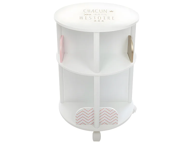 Bibliothèque Enfant ronde blanche & rose 8 compartiments