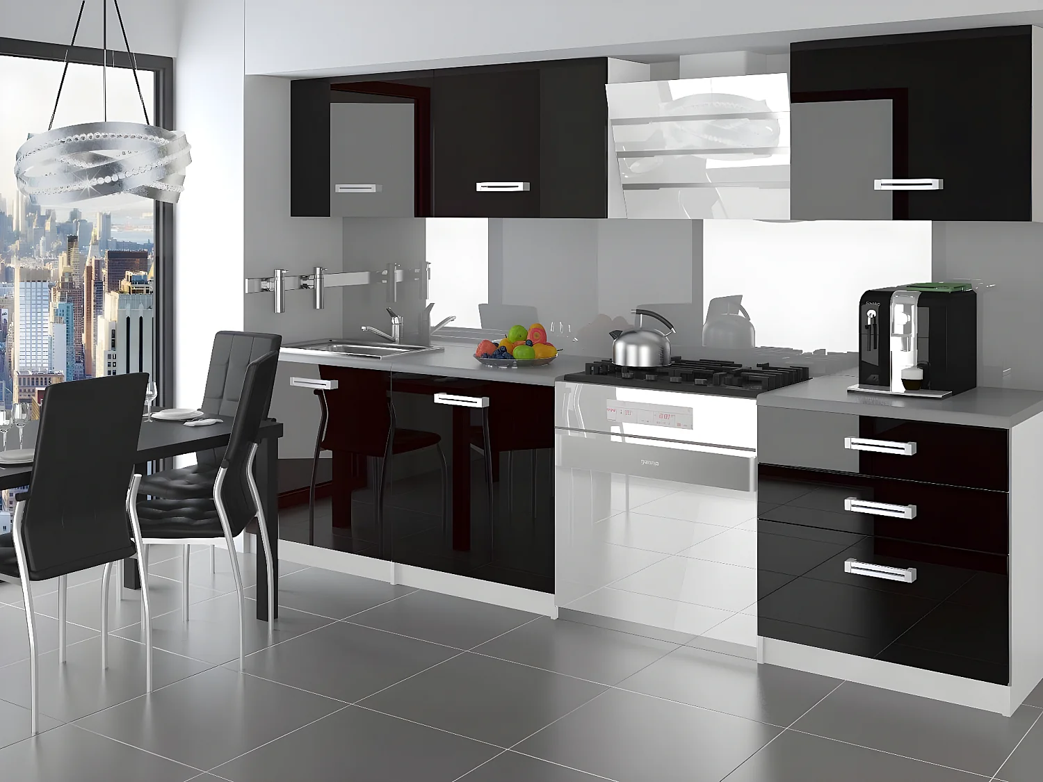 ALTO | Cucina Componibile Lineare Componibile L 180 cm 6 pz | Piano di lavoro INCLUSO | Set di mobili da cucina moderni