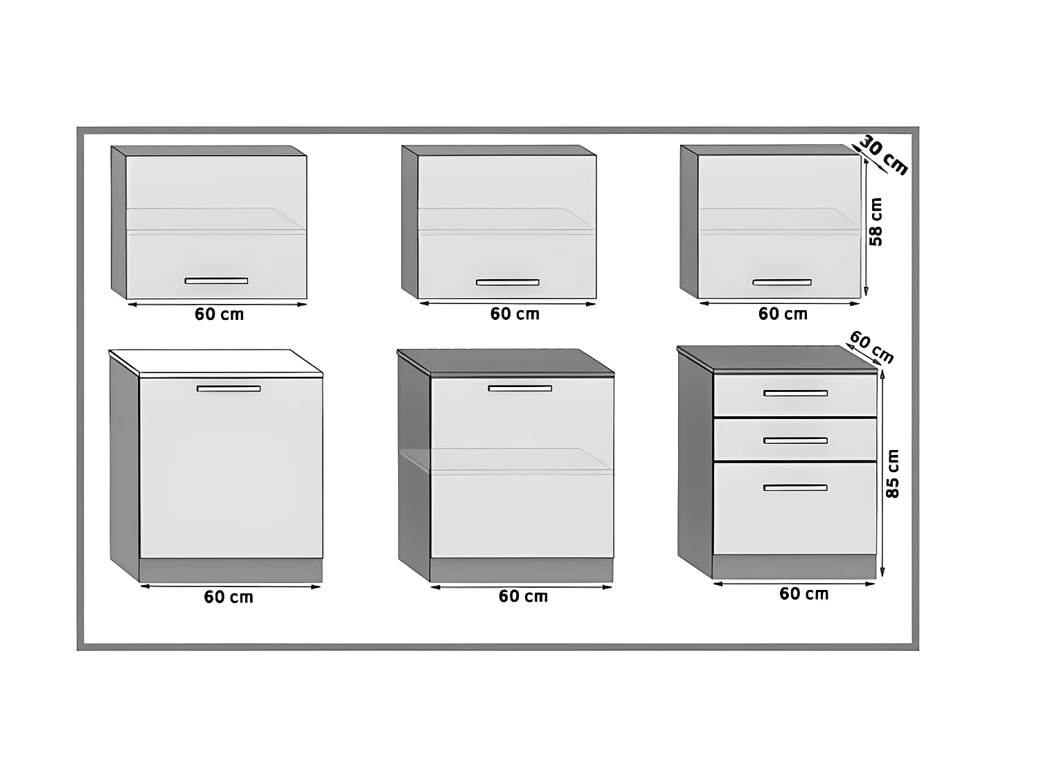 ALTO | Cucina Componibile Lineare Componibile L 180 cm 6 pz | Piano di lavoro INCLUSO | Set di mobili da cucina moderni