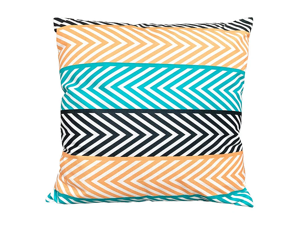 Lot de 2 coussins 45 x 45 cm en tissu motif zig zag bleu orange - ZAG
