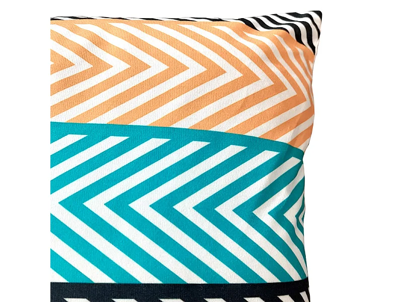 Lot de 2 coussins 45 x 45 cm en tissu motif zig zag bleu orange - ZAG