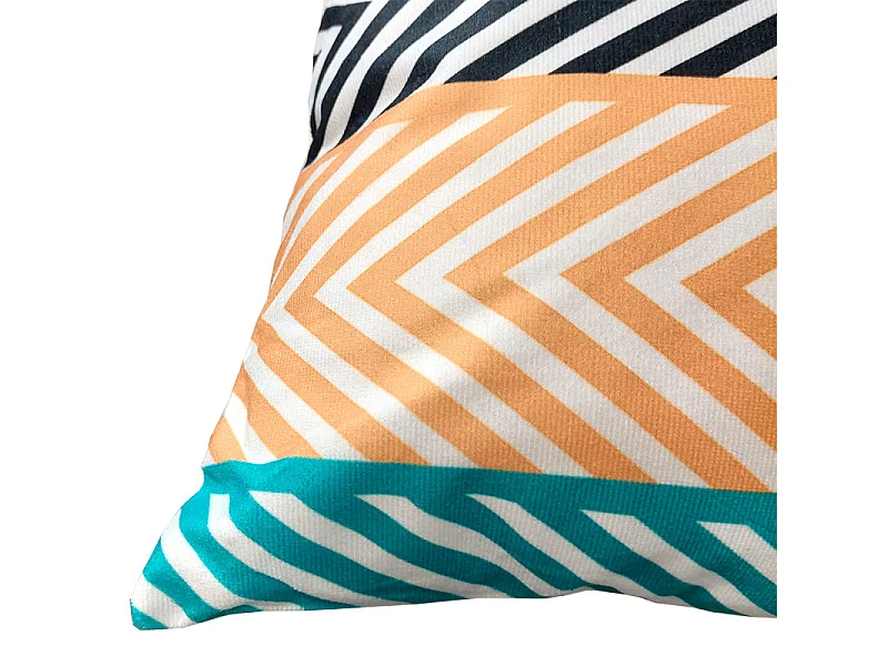 Lot de 2 coussins 45 x 45 cm en tissu motif zig zag bleu orange - ZAG