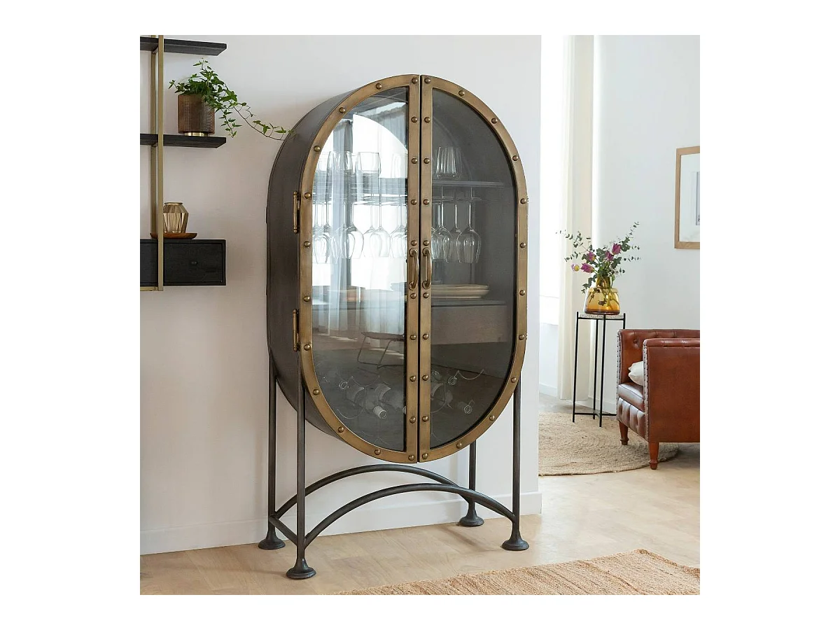 Buffet bar en métal noir et doré Janelle