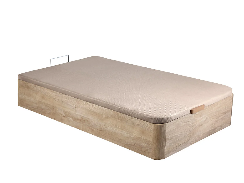 Conjunto 90 x 190 cm sommier com espaço de arrumação natural claro + colchão de molas ensacadas esp. 22 cm - PRESTIGE de YSMÉE