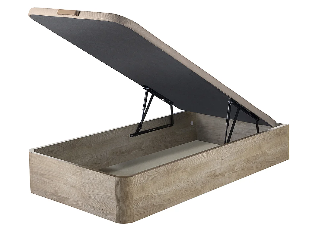 Conjunto 90 x 190 cm sommier com espaço de arrumação natural claro + colchão de molas ensacadas esp. 22 cm - PRESTIGE de YSMÉE