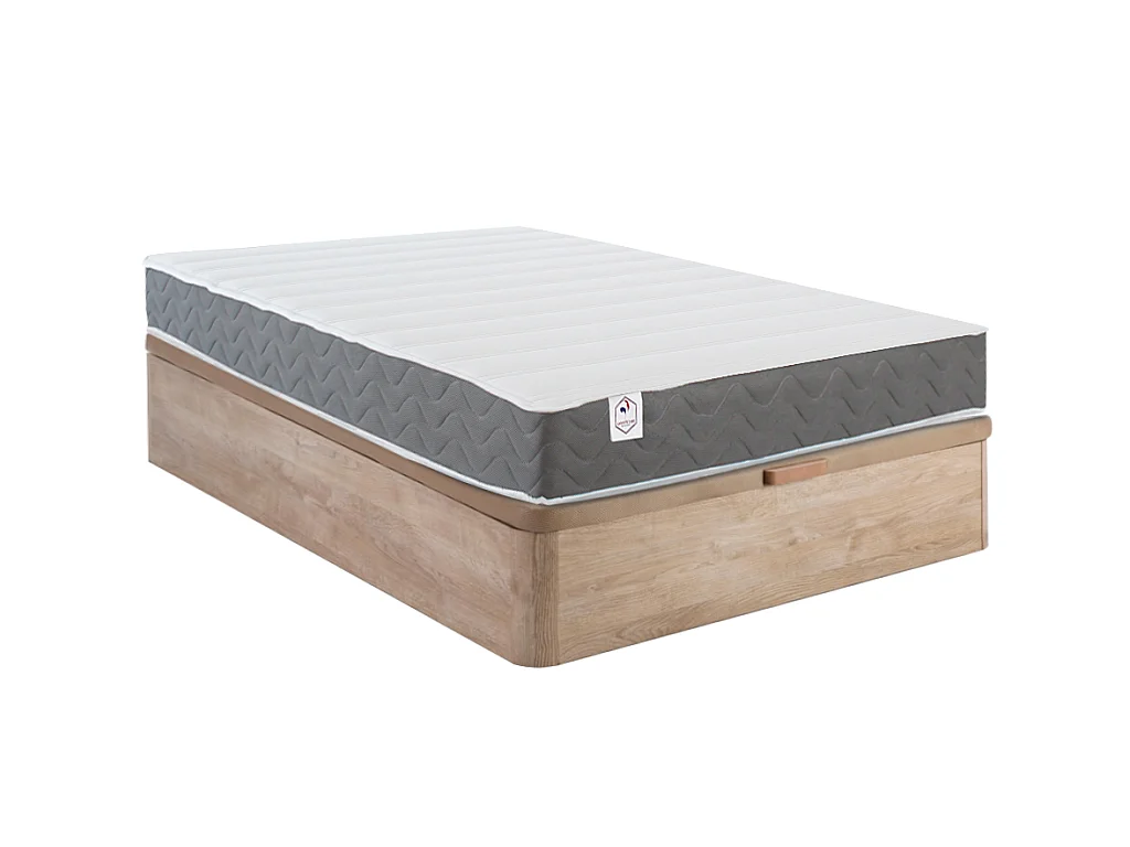 Cama 160 x 200 cm - canapé abatible natural claro + colchón de espuma HD - HEAVEN de YSMÉE