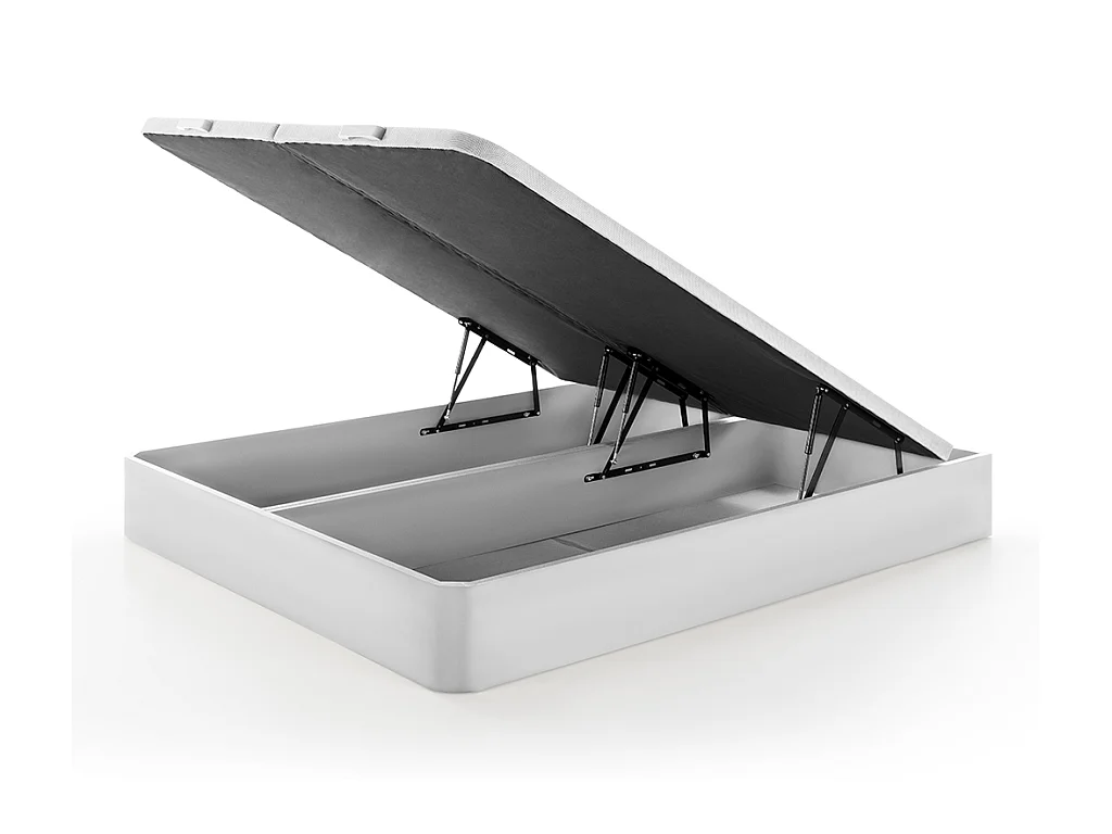 Set aus Bettgestell mit Bettkasten + Taschenfederkernmatratze - 180 x 200 cm - Hybridmatratze - Weiß - Stärke 30 cm - MARQUIS von PALACIO