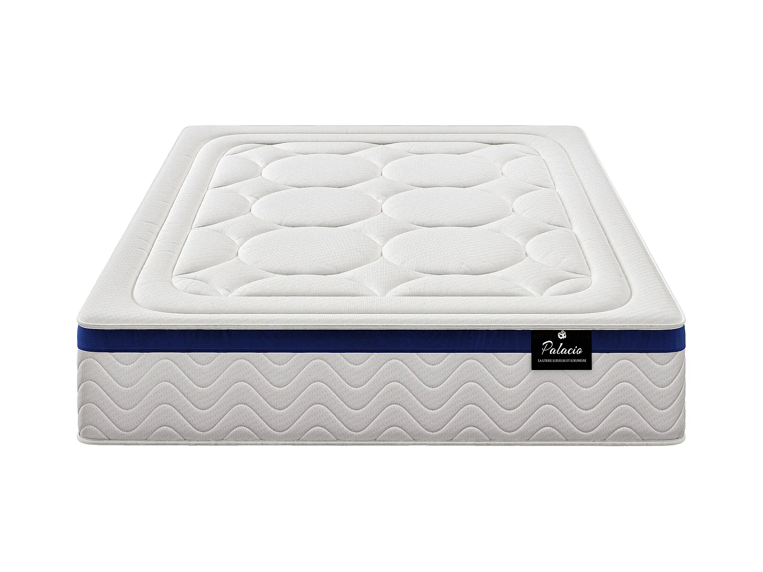 Ensemble 180 x 200 cm sommier coffre blanc + matelas hybride ressorts ensachés  ép.30cm - MARQUIS de PALACIO