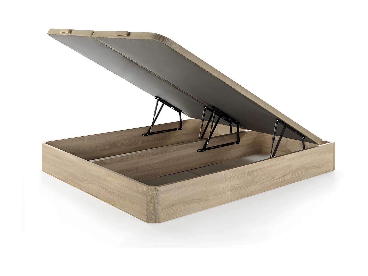 Ensemble 180 x 200 cm sommier coffre naturel clair + matelas hybride ressorts ensachés  ép.30cm - MARQUIS de PALACIO