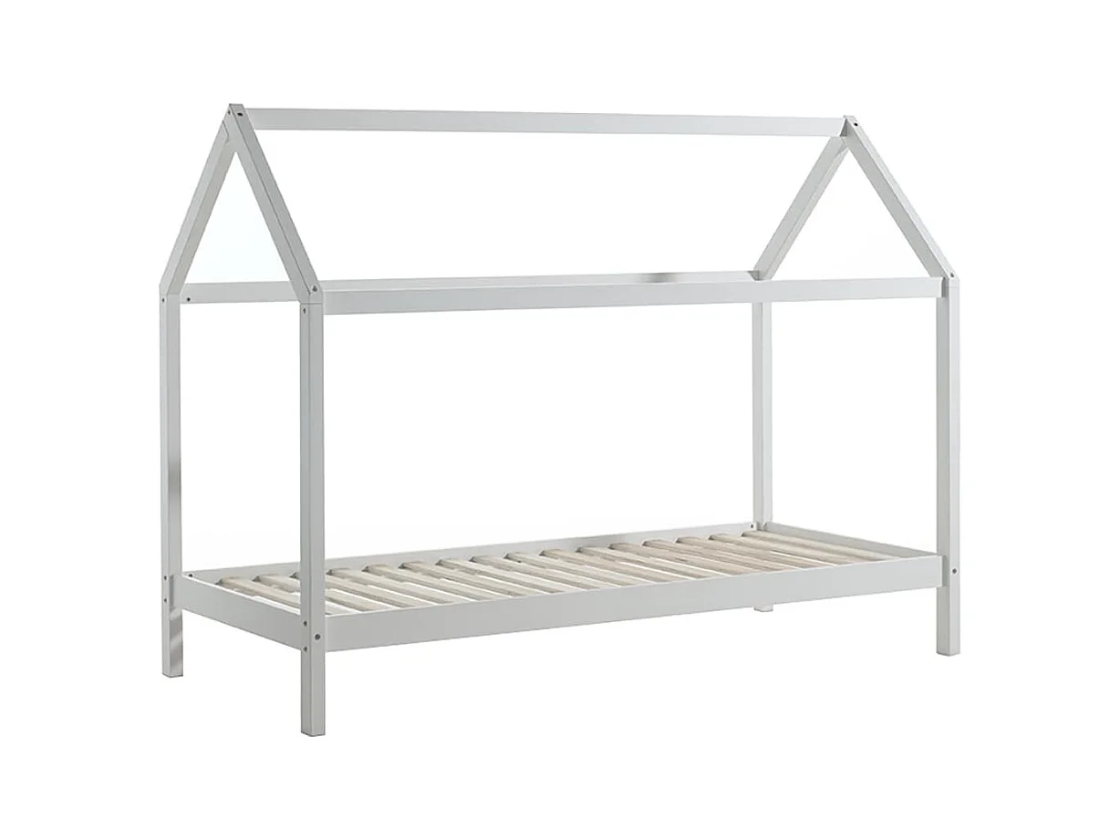 ARKAN - Lit Cabane 90x200cm en Pin Massif Blanc