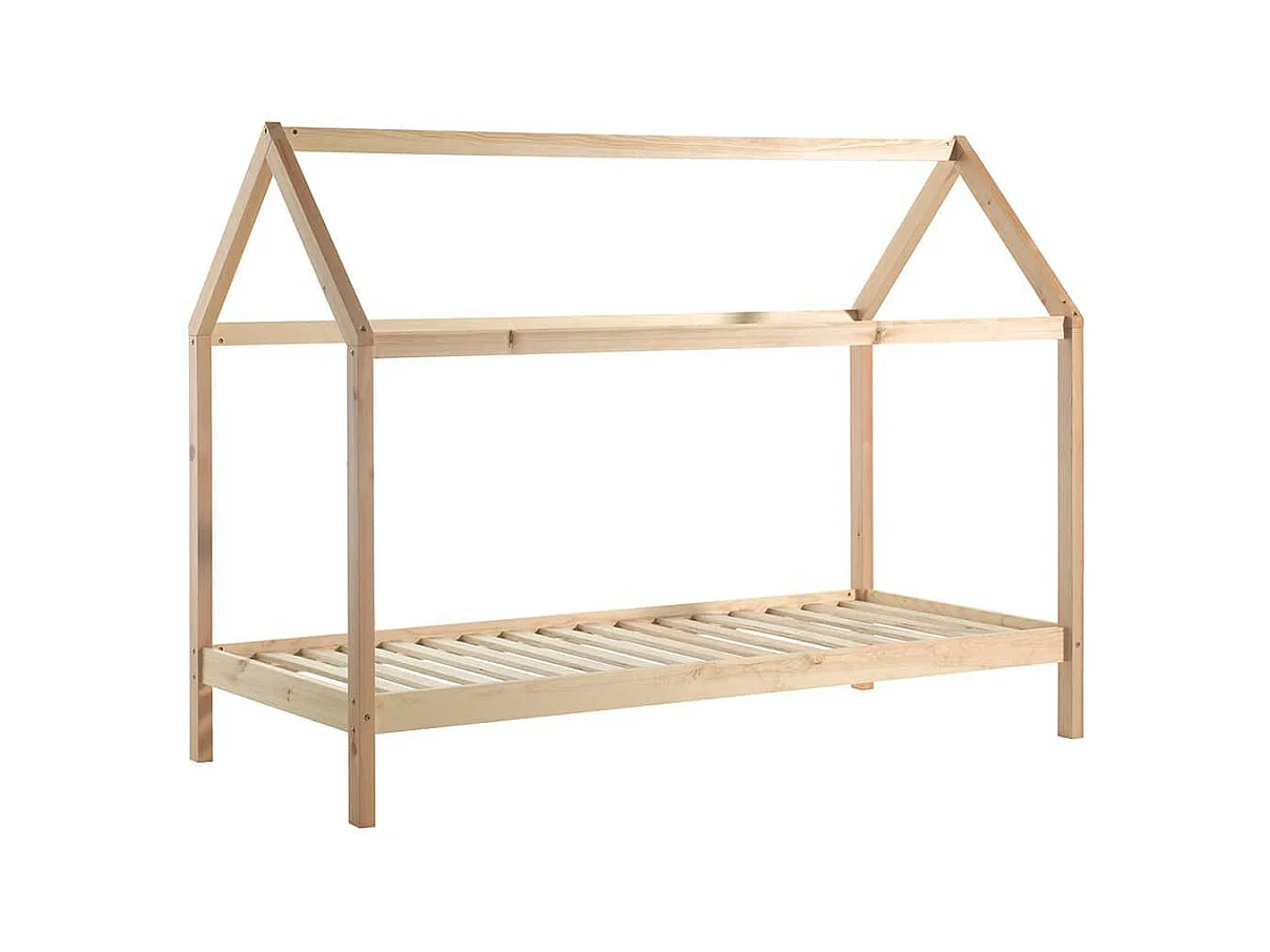 ARKAN - Lit Cabane 90x200cm en Pin Massif Naturel