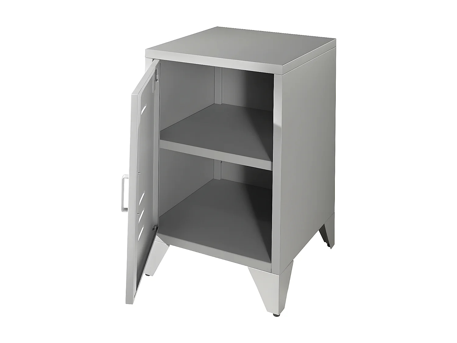 CHICAGO - Chevet 1 Porte Style Casier Industriel Métal Gris