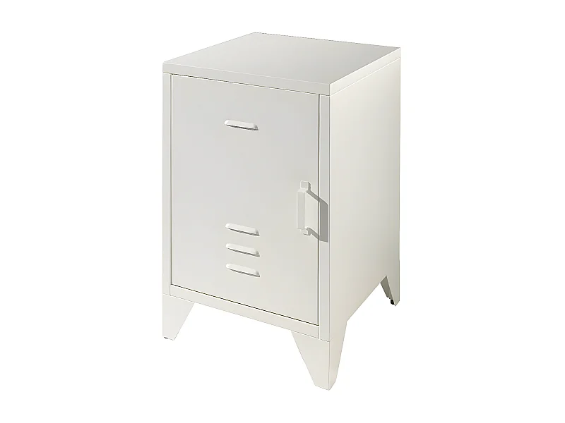 CHICAGO - Chevet 1 Porte Style Casier Industriel Métal Blanc