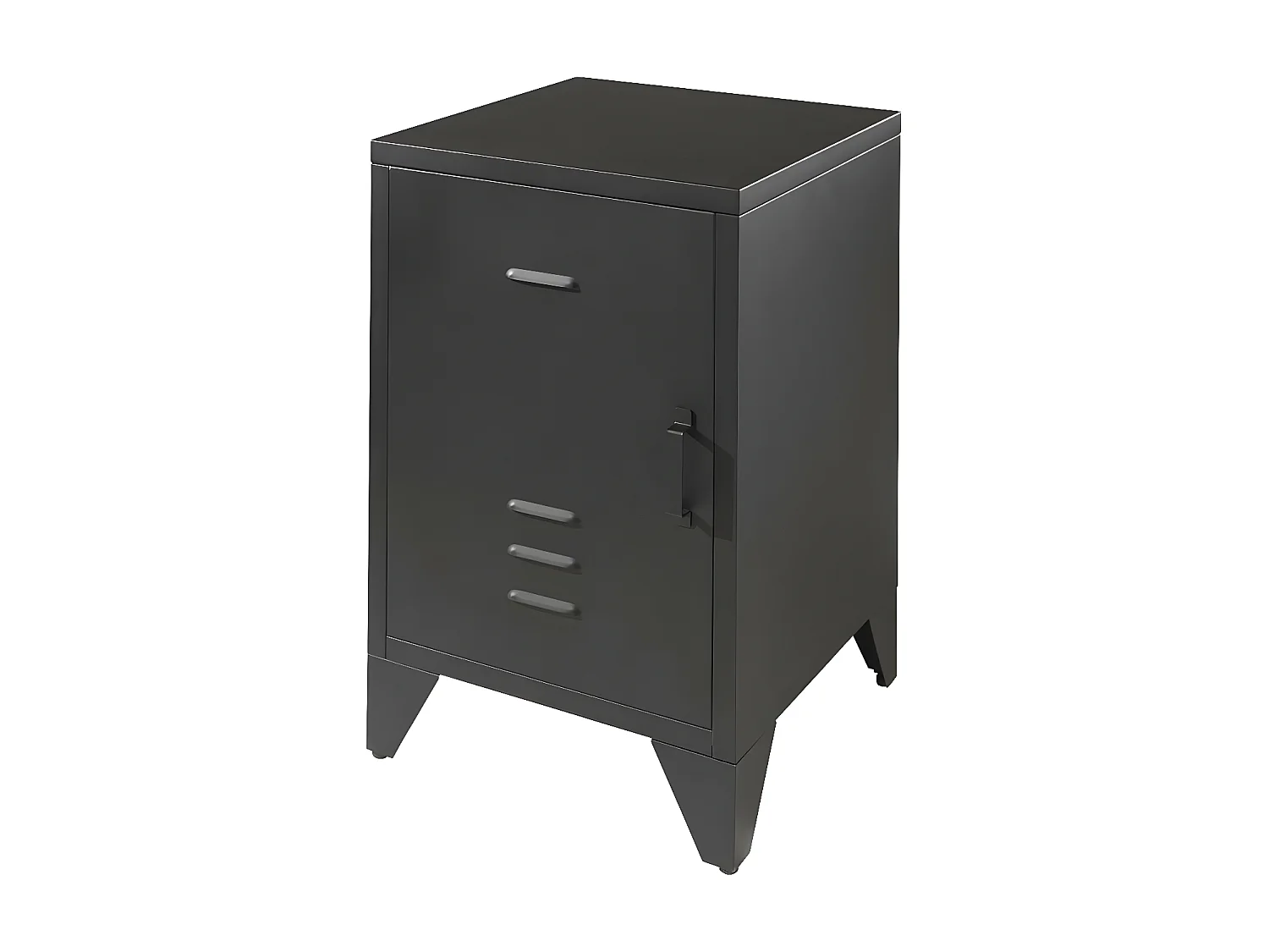 CHICAGO - Chevet 1 Porte Style Casier Industriel Métal Noir