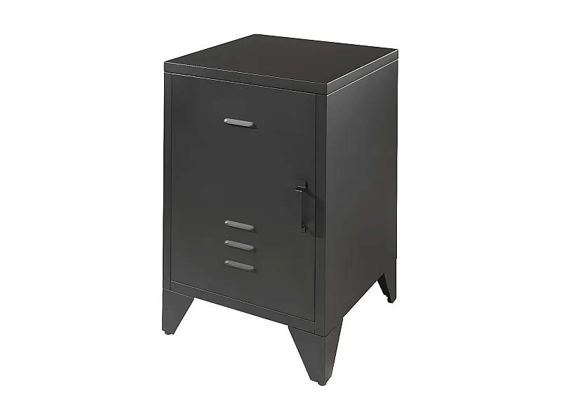 CHICAGO - Chevet 1 Porte Style Casier Industriel Métal Noir