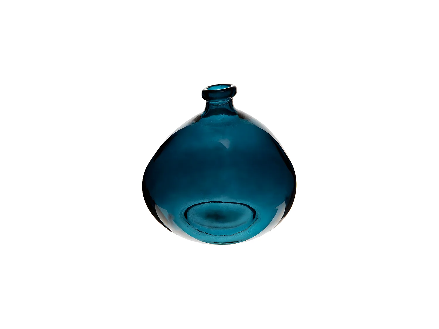 Vase rond en verre recyclé Bleu orage H 23 cm
