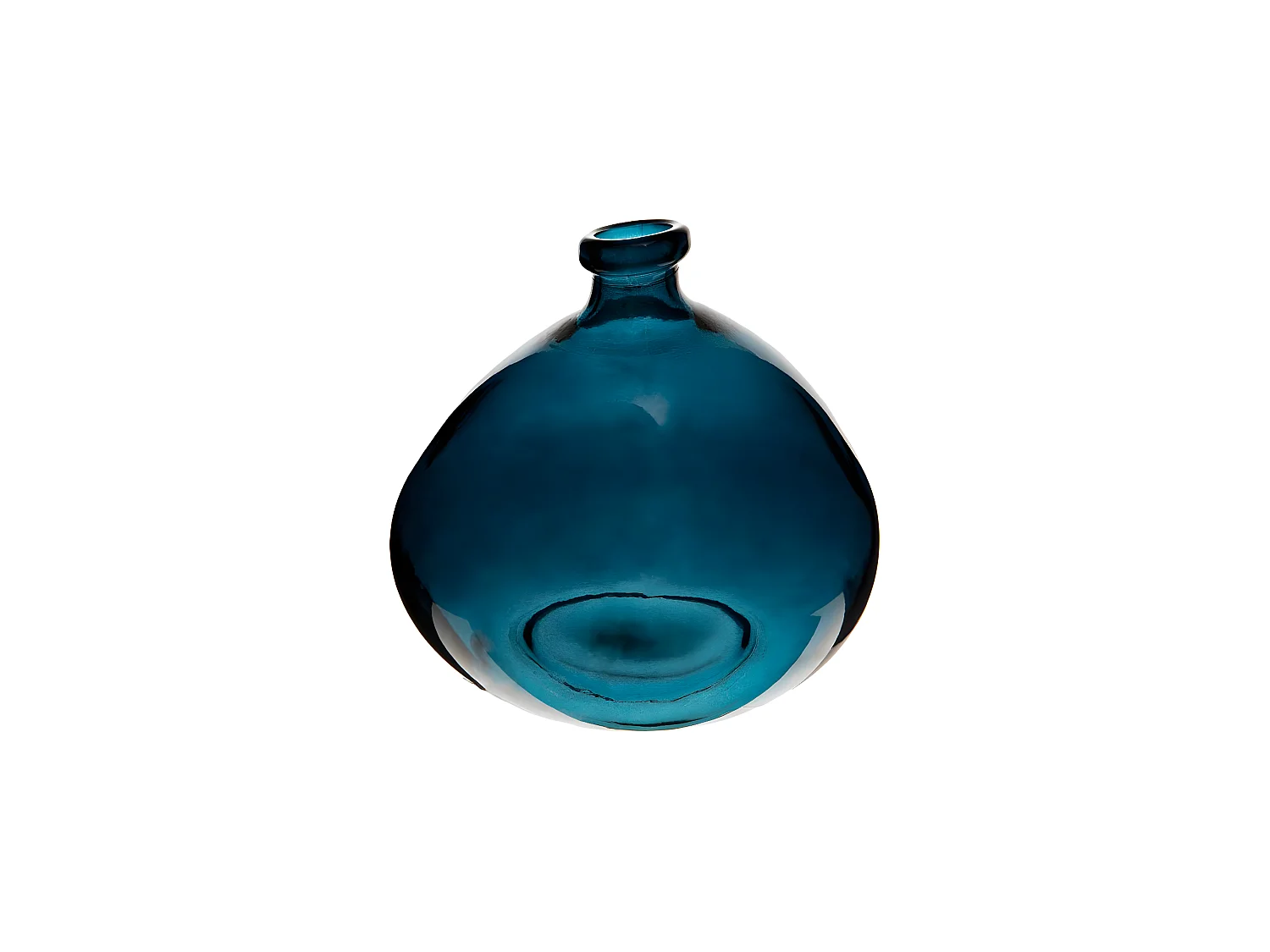 Vase rond en verre recyclé Bleu orage H 23 cm