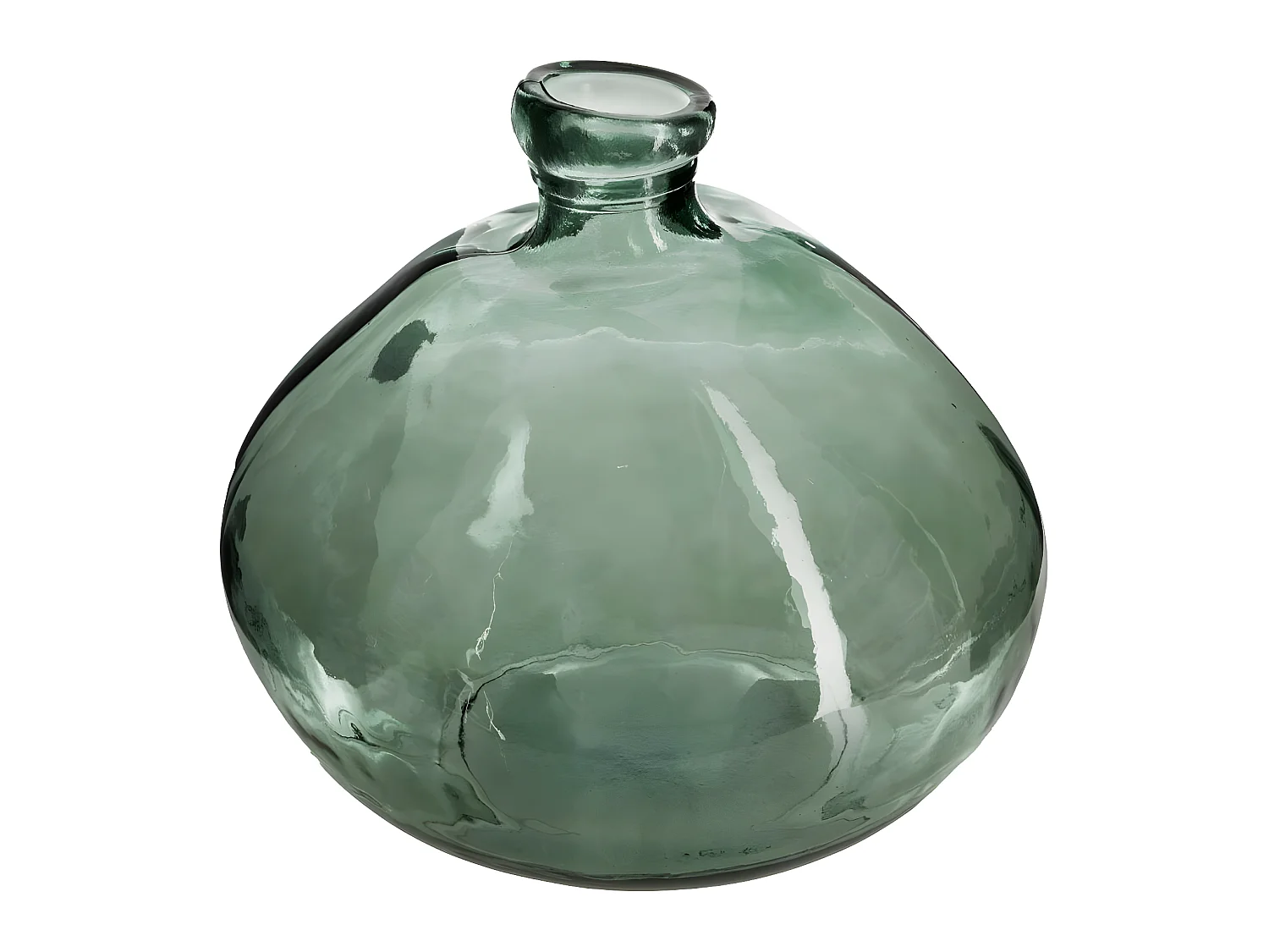 Vase rond en verre recyclé Vert kaki H 23 cm