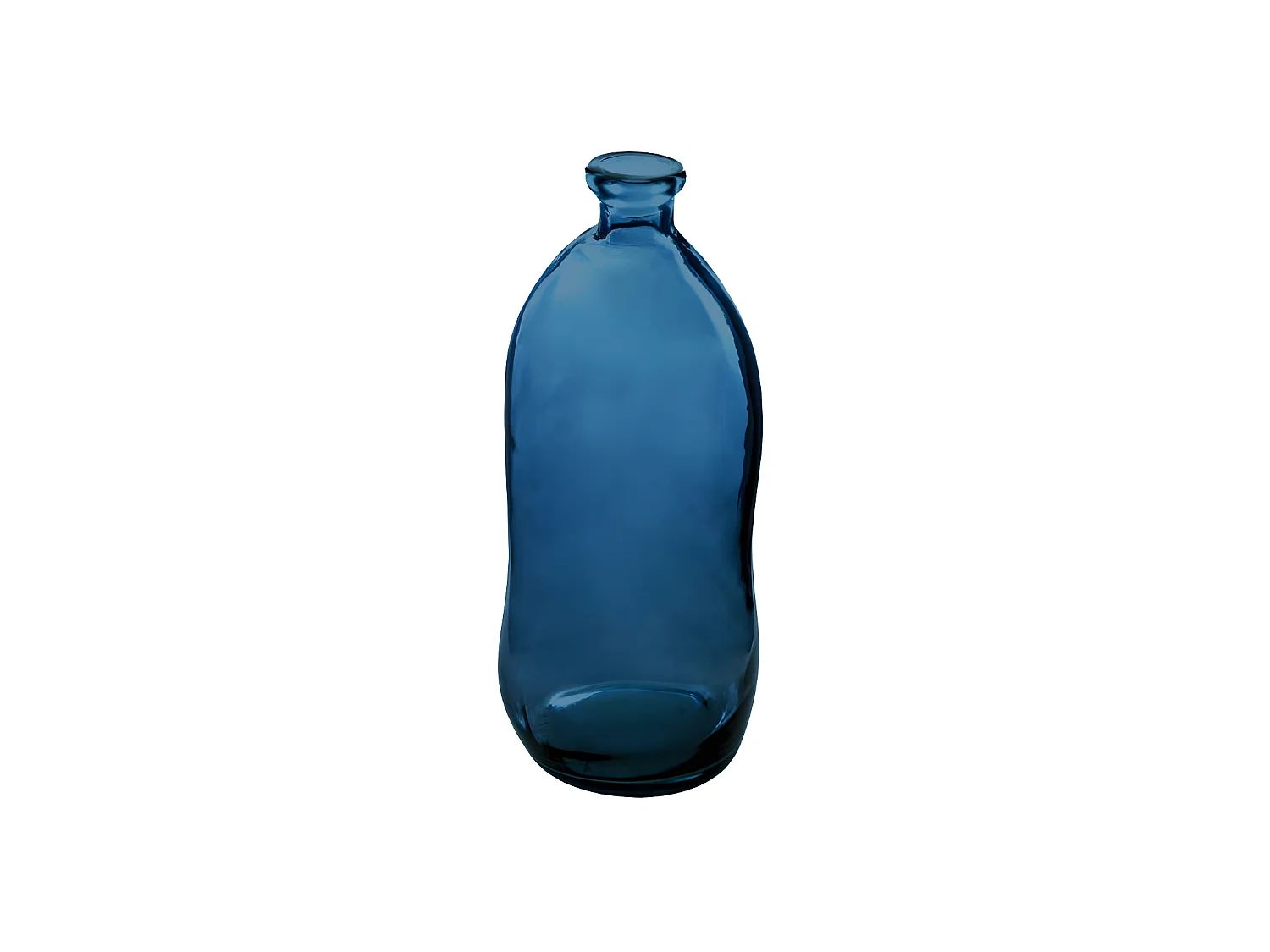 Vase bouteille en Verre recyclé Bleu orage H 35 cm