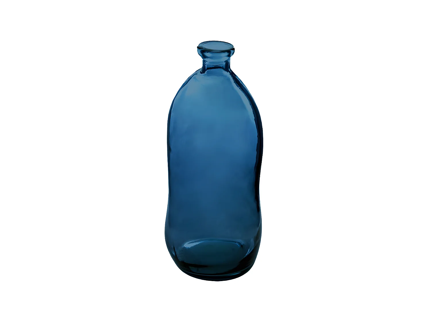 Vase bouteille en Verre recyclé Bleu orage H 35 cm
