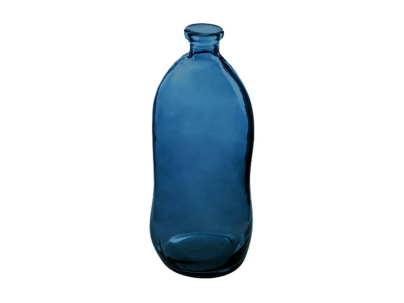 Vase bouteille en Verre recyclé Bleu orage H 73 cm