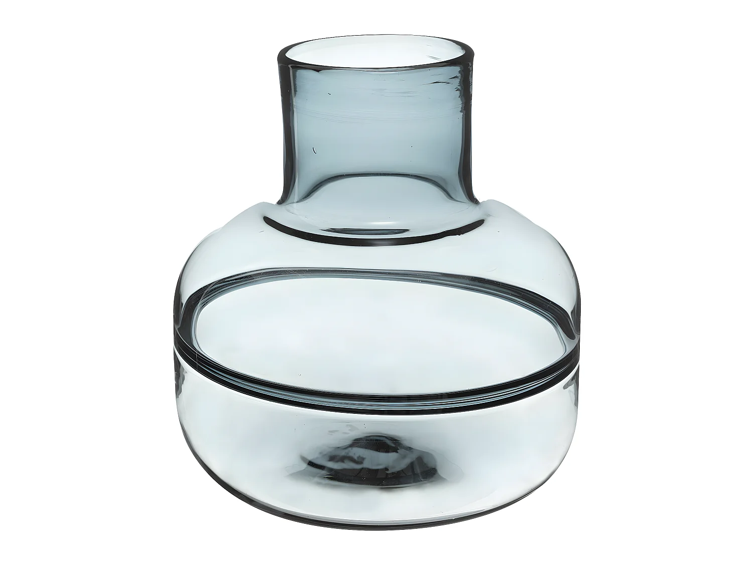 Vase fond plat en Verre Gris D 23,5 cm