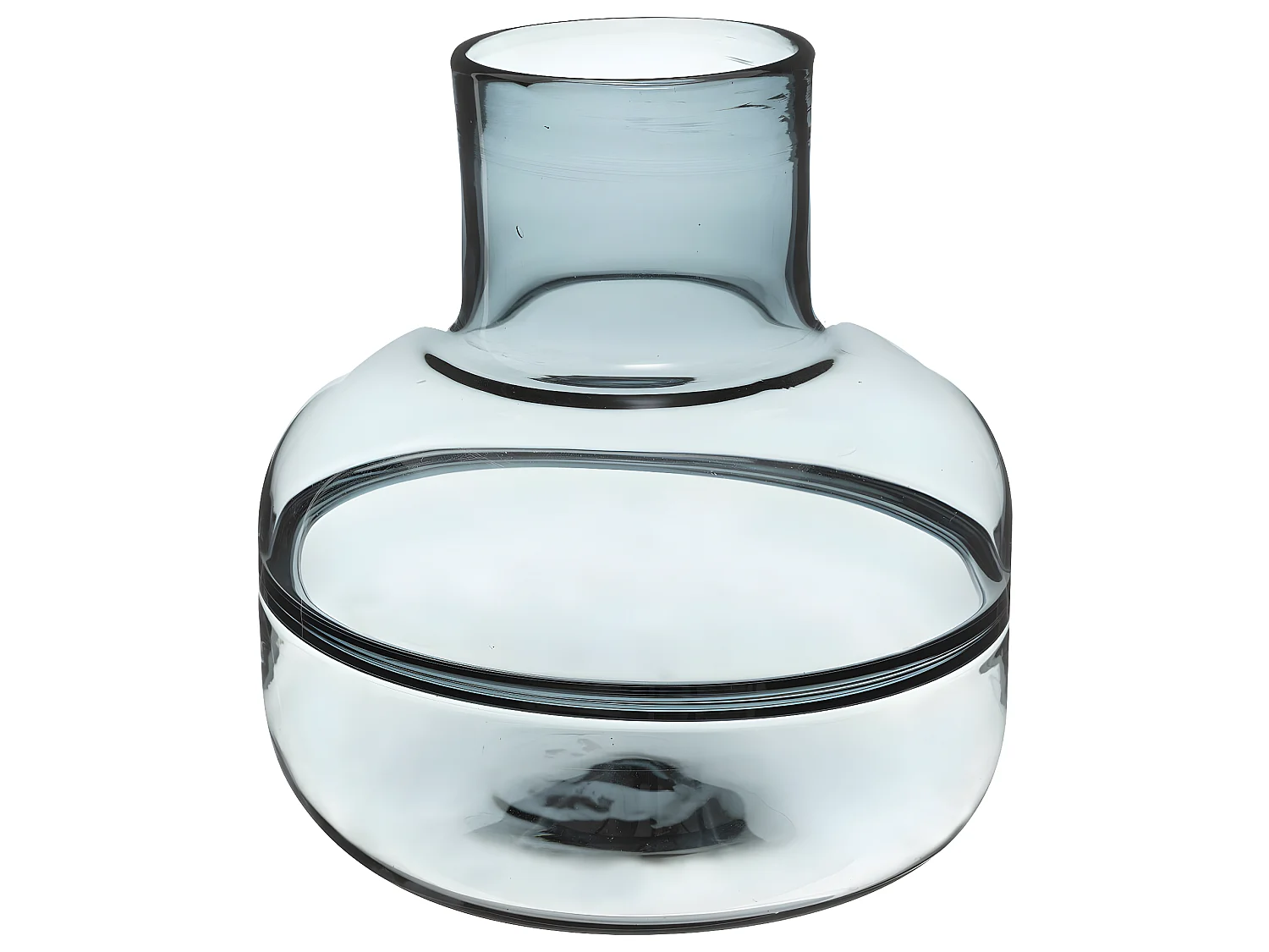 Vase fond plat en Verre Gris D 23,5 cm