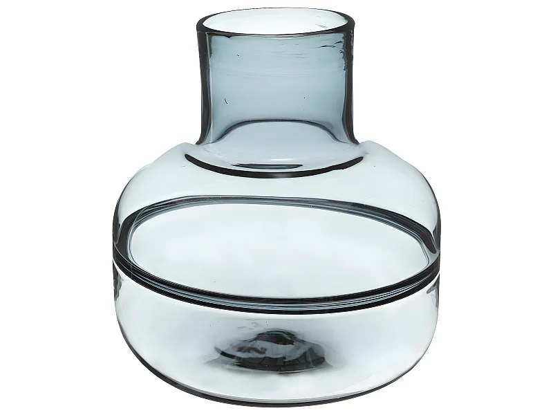 Vase fond plat en Verre Gris D 23,5 cm