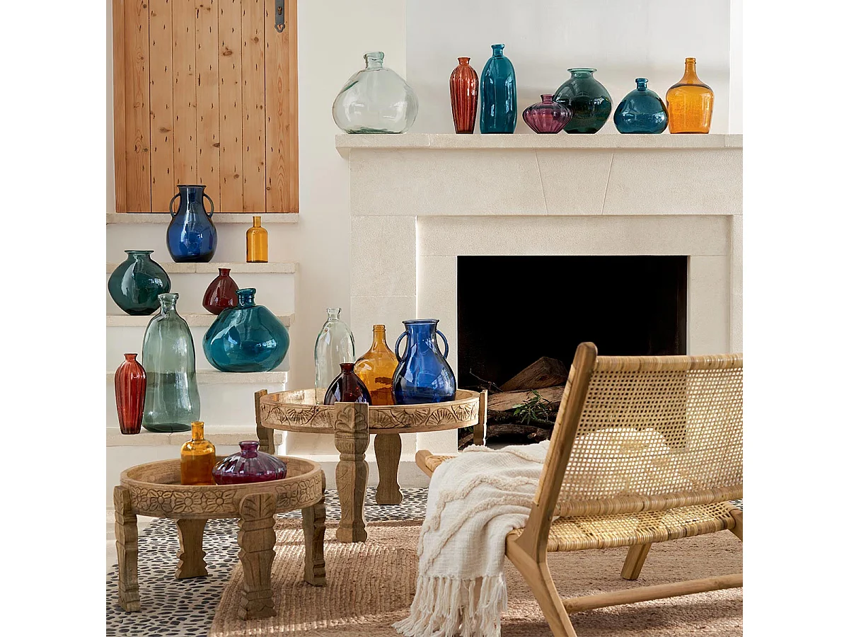 Vase bouteille en Verre recyclé H 35 cm