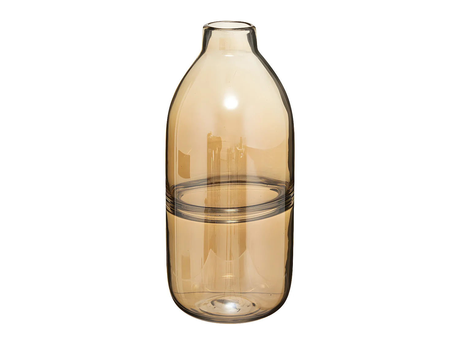 Vase Bouteille en Verre Ambre H 30 cm